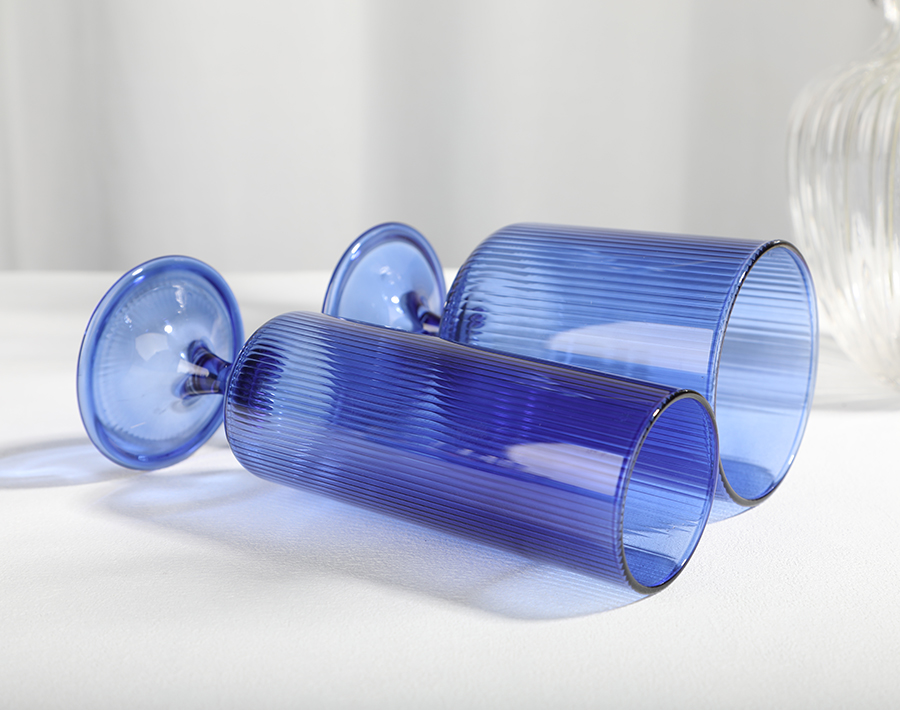 Single Wall Borosilicate Drinking Glass Cup Deep Blue Color Elegant Design Glasses Cup