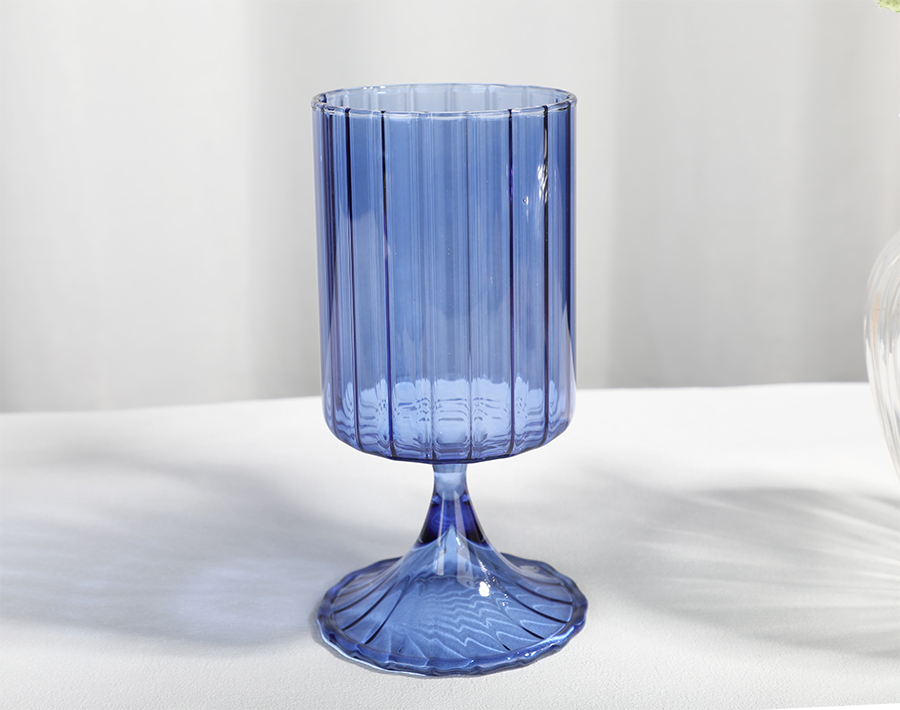 Single Wall Borosilicate Drinking Glass Cup Deep Blue Color Elegant Design Glasses Cup