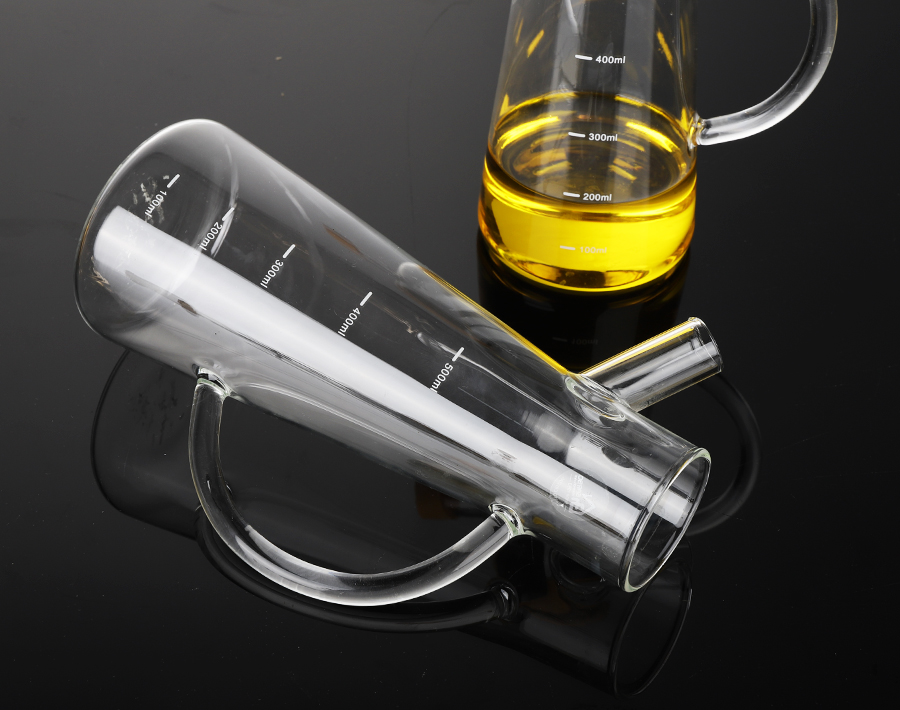 1L 800ML 600ML High borosilicate glass oil bottle with Bamboo Lids