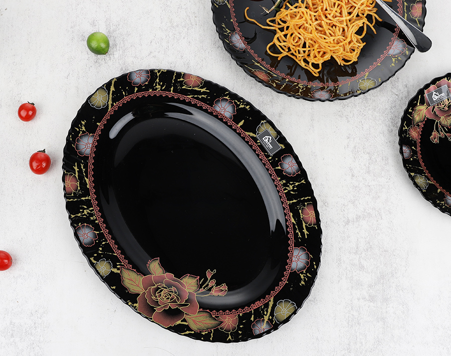 Top Sale Garbo high quality black opal glass dinnerware set