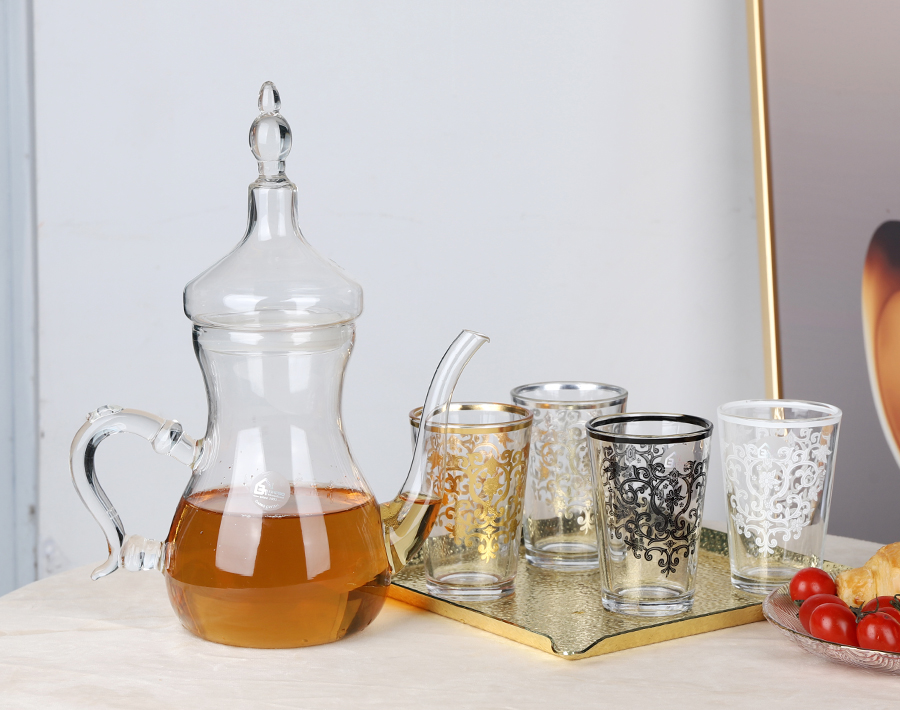Arabic glass teapot with golden decal