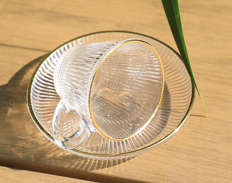 High white quality coffee glass cup and saucer set for American and European market
