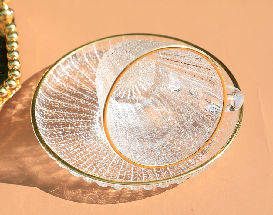 High white quality coffee glass cup and saucer set for American and European market