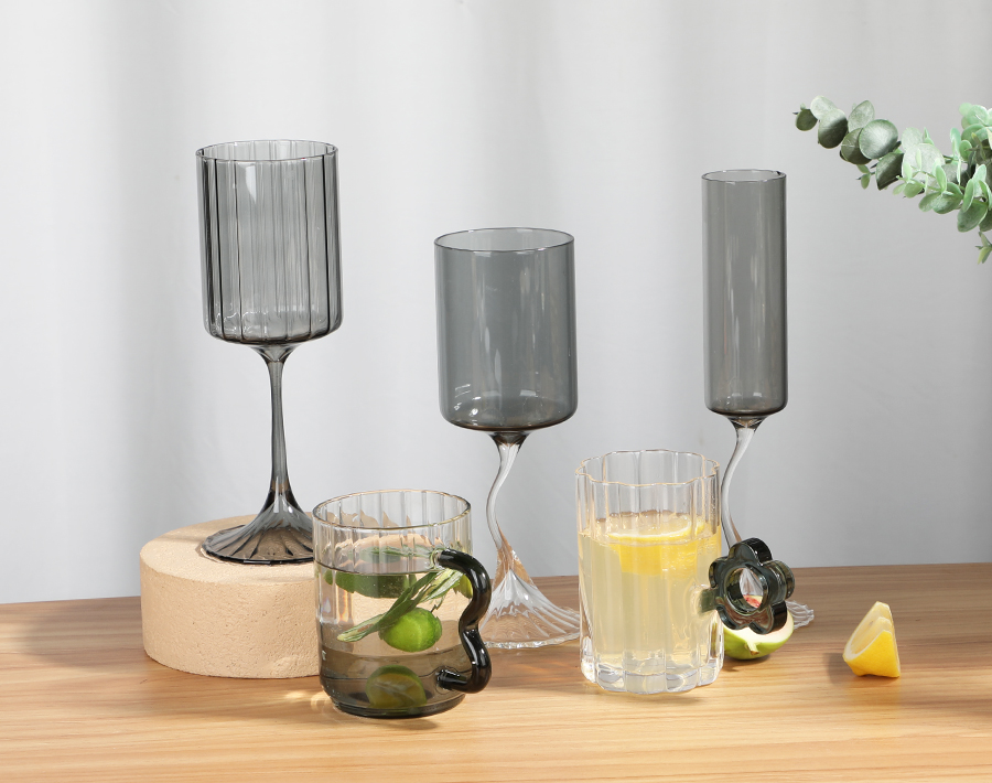 Garbo grey color high-end champagne glass with unique design