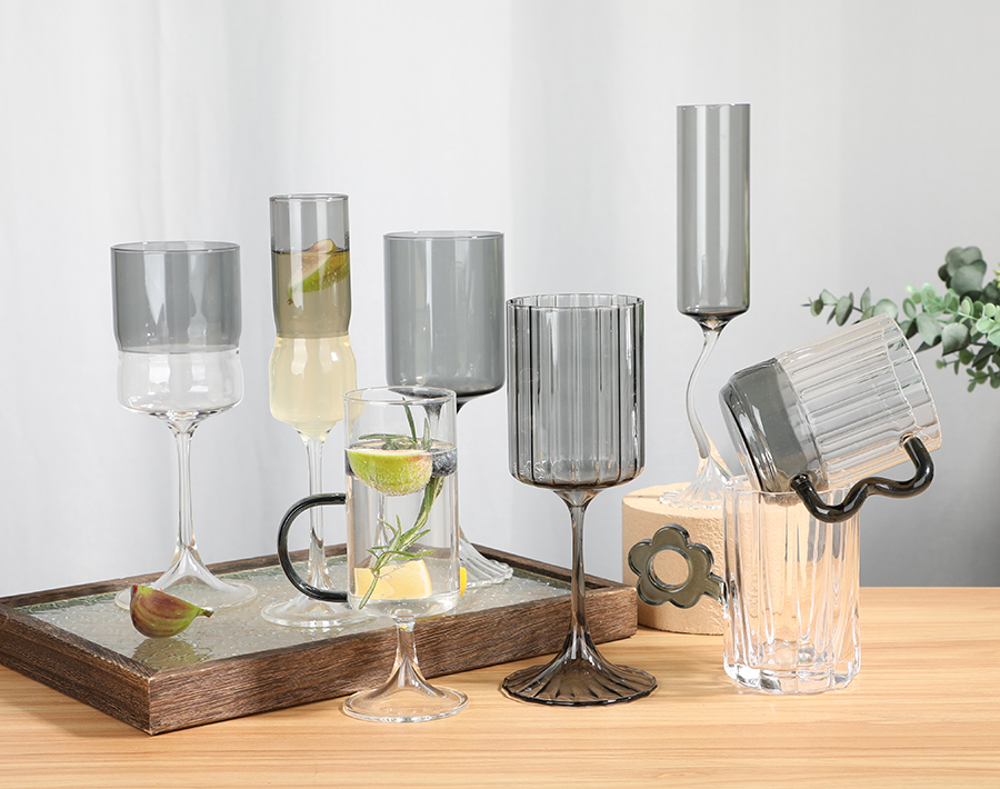 Garbo grey color high-end champagne glass with unique design