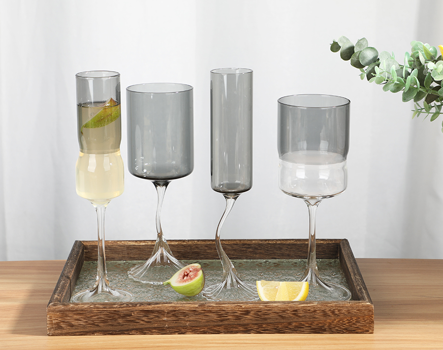 Garbo grey color high-end champagne glass with unique design
