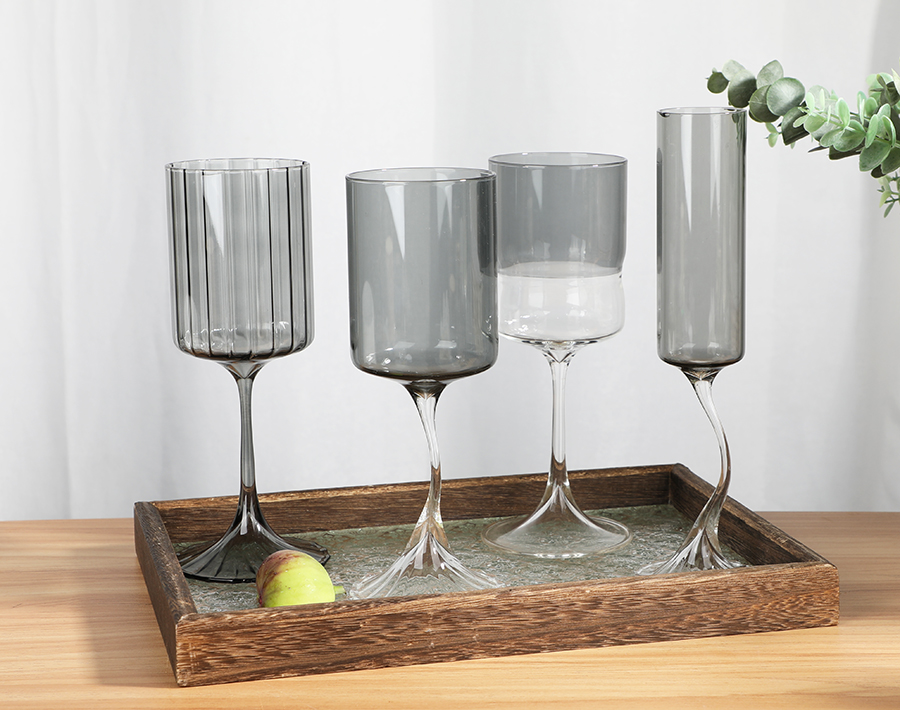 Garbo grey color high-end champagne glass with unique design