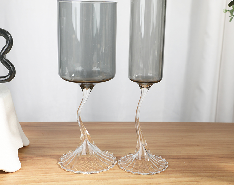 Garbo grey color high-end champagne glass with unique design