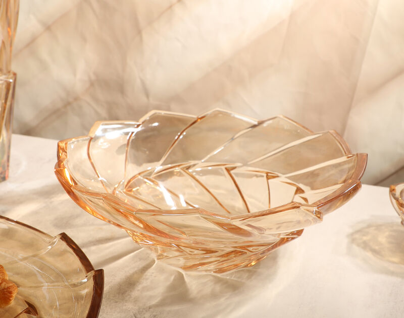 Glass Fruit Bowl & Plate Series with Amber Ion Plating Exclusive Mould