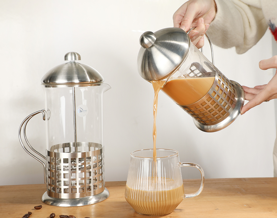 350ml high borosilicate French press teapot wholesale for coffee and tea