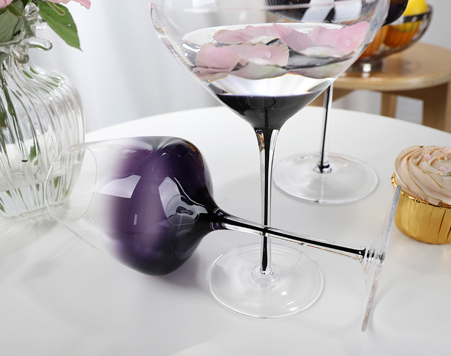 500ML hand-blown wine glass steamware with solid color