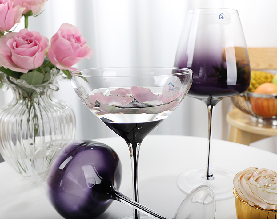 500ML hand-blown wine glass steamware with solid color