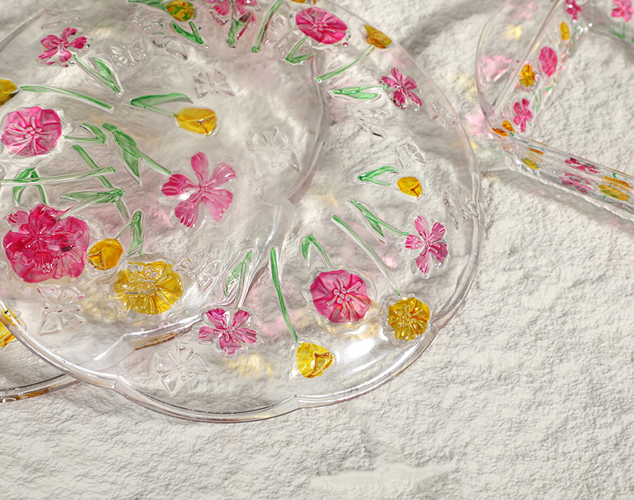 New Release Glass candy jar Butter Dish with lid colored glass plate bulk order