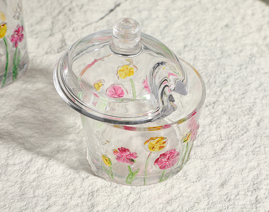 New Release Glass candy jar Butter Dish with lid colored glass plate bulk order