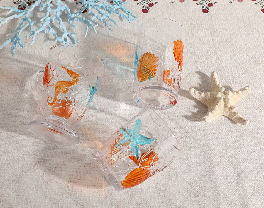 Garbo new design spray color glass cup deepsea series glassware tableware