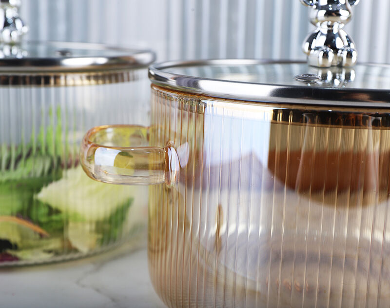 Amber Ion-Plated High Borosilicate Glass Cooking Pot In Stock Low MOQ