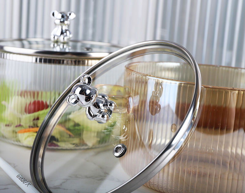 Amber Ion-Plated High Borosilicate Glass Cooking Pot In Stock Low MOQ