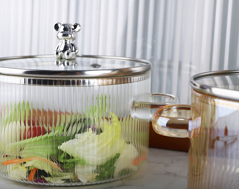 Amber Ion-Plated High Borosilicate Glass Cooking Pot In Stock Low MOQ