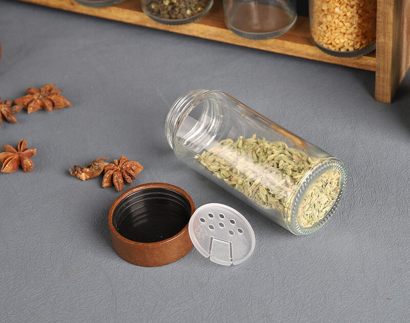 Glass Jar Sets Wooden Lids 120ml for Storage Food Nuts 