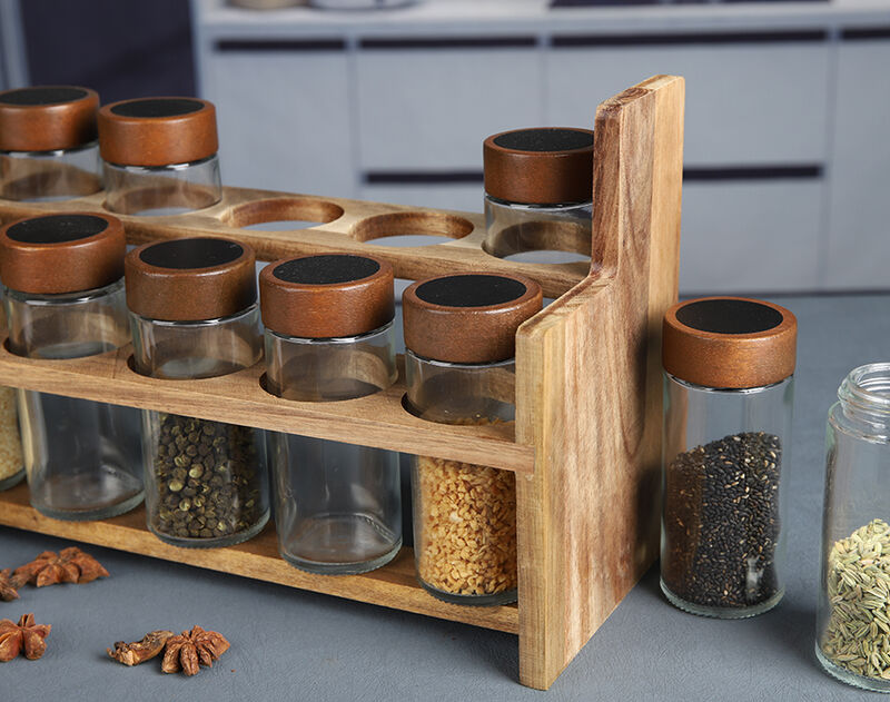 Glass Jar Sets Wooden Lids 120ml for Storage Food Nuts 