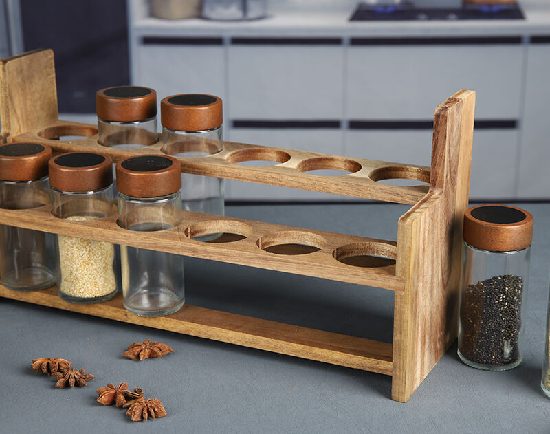 Glass Jar Sets Wooden Lids 120ml for Storage Food Nuts 