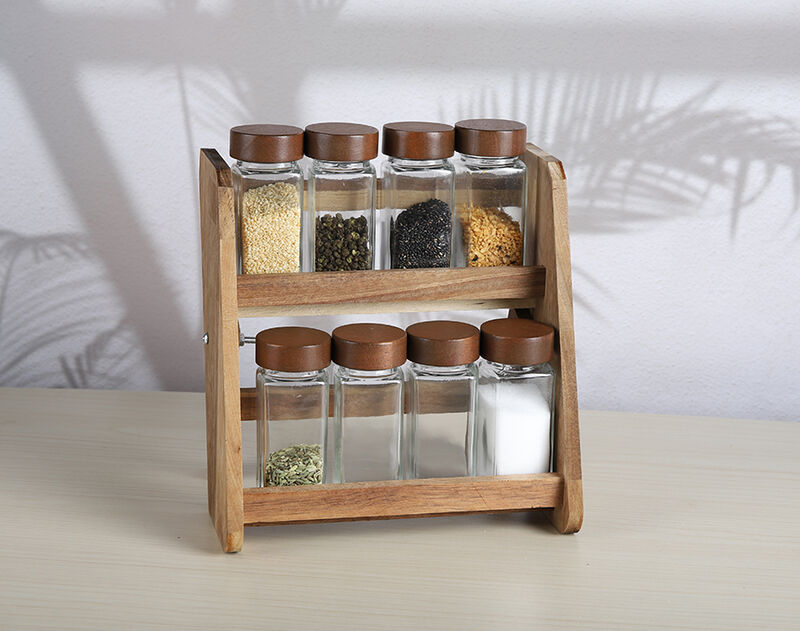 130ML set of 9pcs Square Glass Seasoning Bottles in color box 