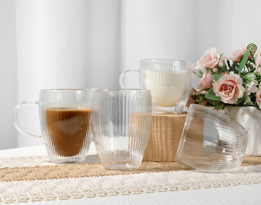 Double Wall Glass Cup with Handle wholesale china