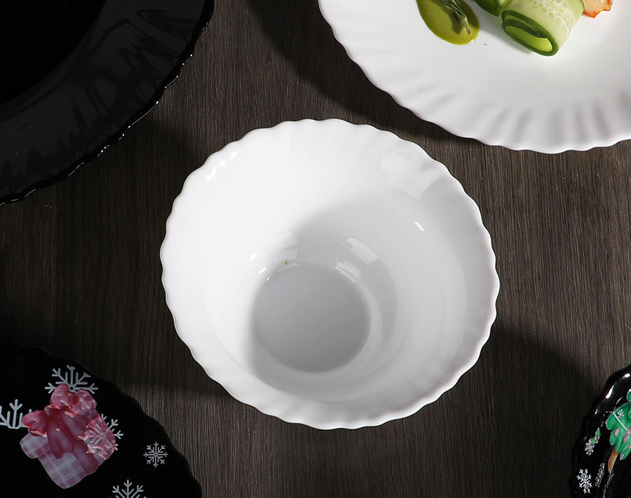 Christmas Festival Decor Black Opal Glass Plates Sets Gathering Atmosphere