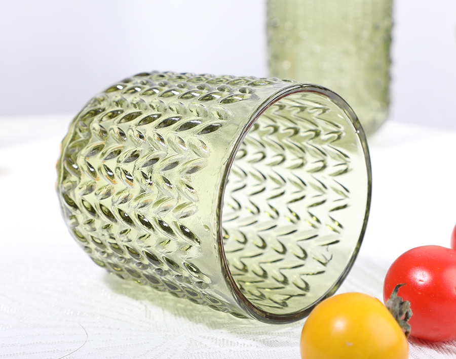 6pcs green solid color glass drinking set tumbler goblet factory wholesale price