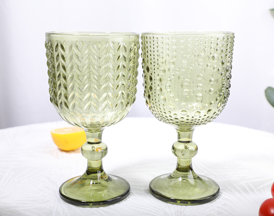 6pcs green solid color glass drinking set tumbler goblet factory wholesale price