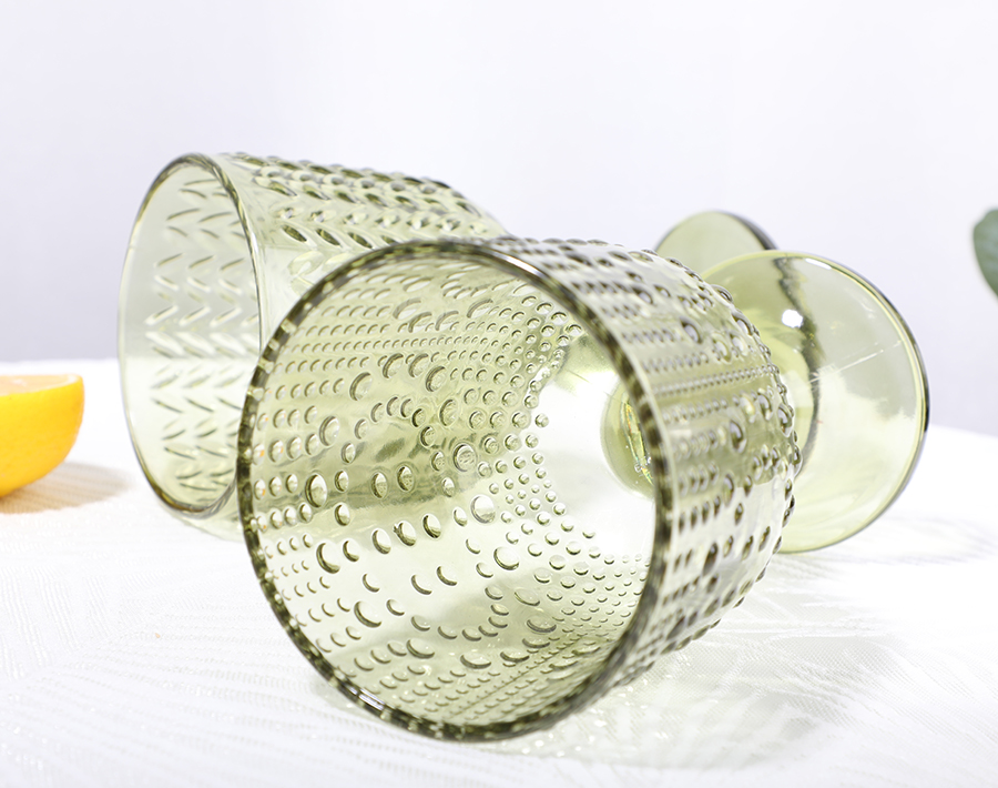 6pcs green solid color glass drinking set tumbler goblet factory wholesale price