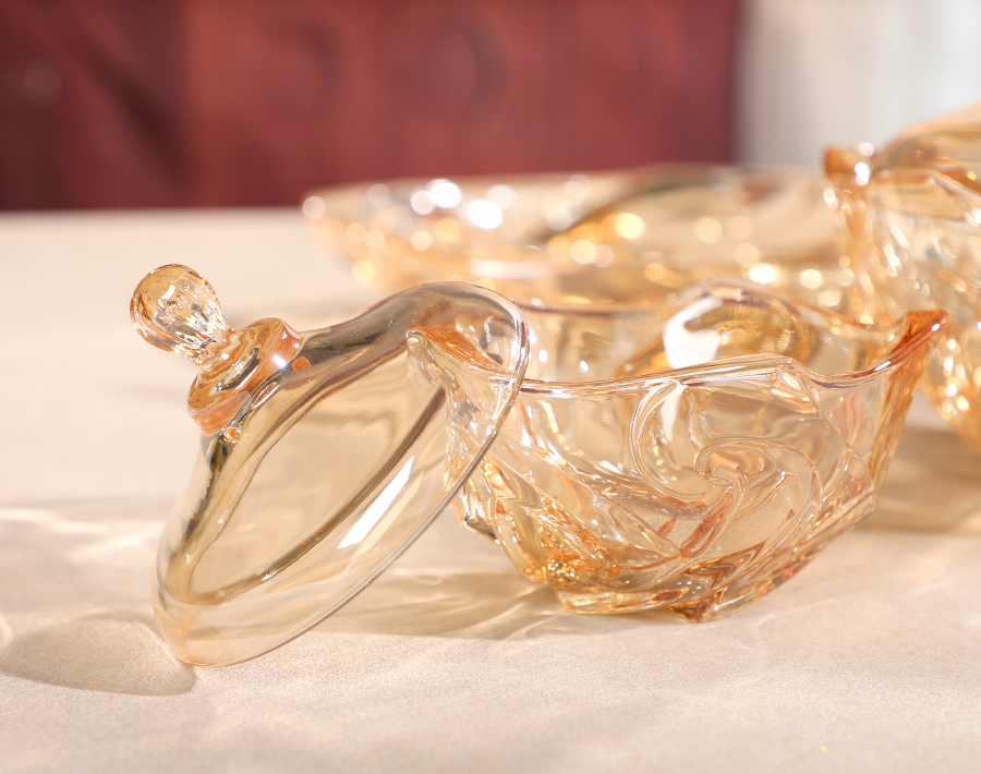 Amber Glass Candy Jar 