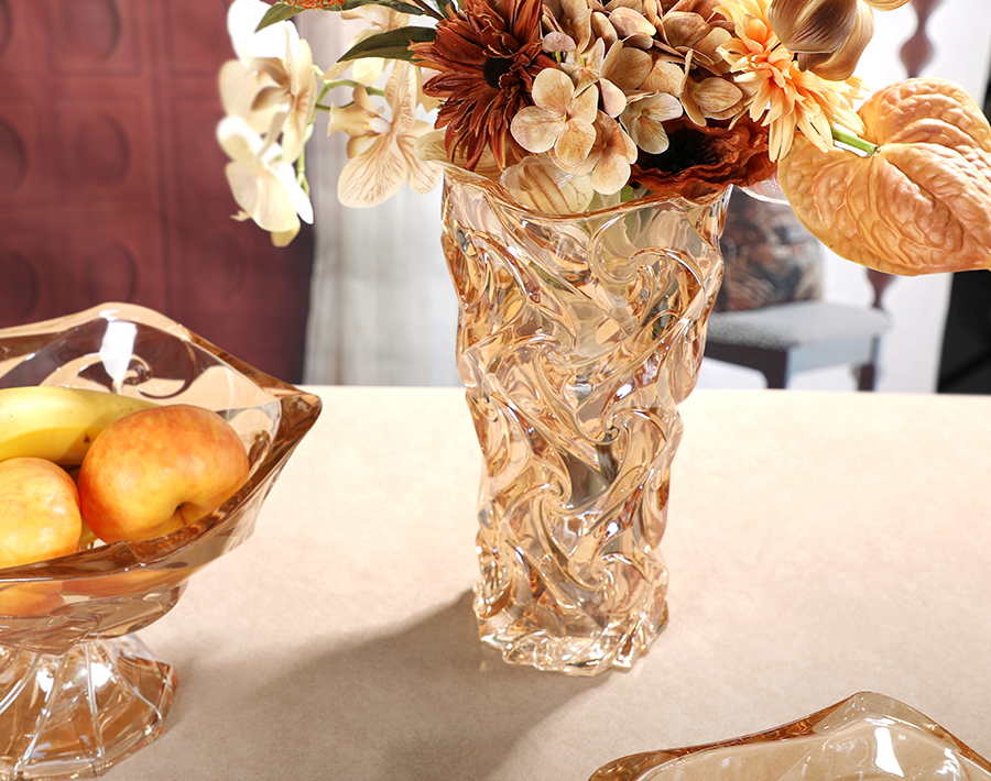 Handmade 4.8-inch Amber colored glass candy peanut jar with lid China wholesale
