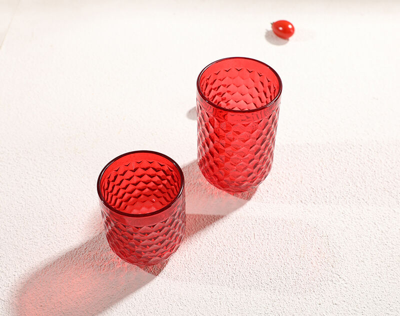 new spray red color glass cup engraved cup glassware series 