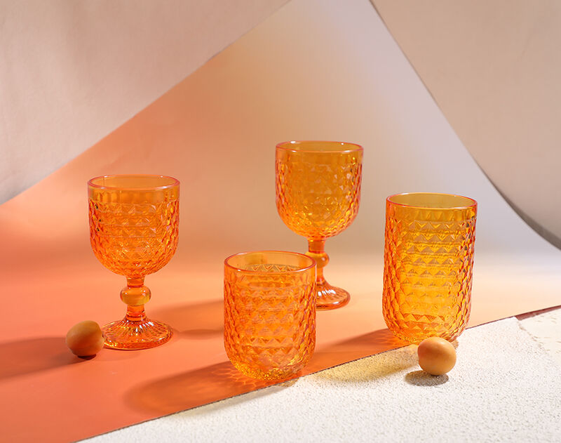 Wholesale Amber Ice Cream Glass Cup 300ml Engraved  Glass Bowl 