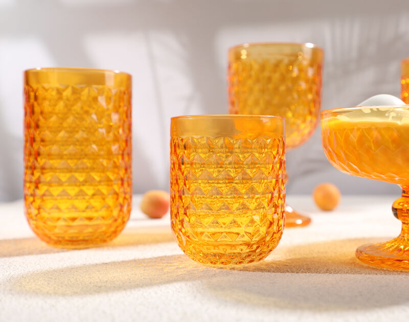 Wholesale Amber Ice Cream Glass Cup 300ml Engraved  Glass Bowl 