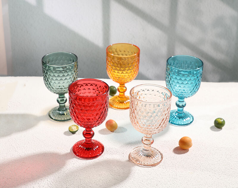 Custom colored glass goblet wine glass cups engraved glass flute wholesale