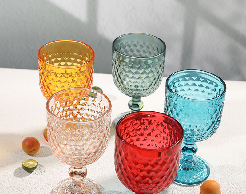 Custom colored glass goblet wine glass cups engraved glass flute wholesale