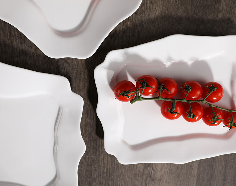 Factory unique shape stock opal glass plate 10/12 inch