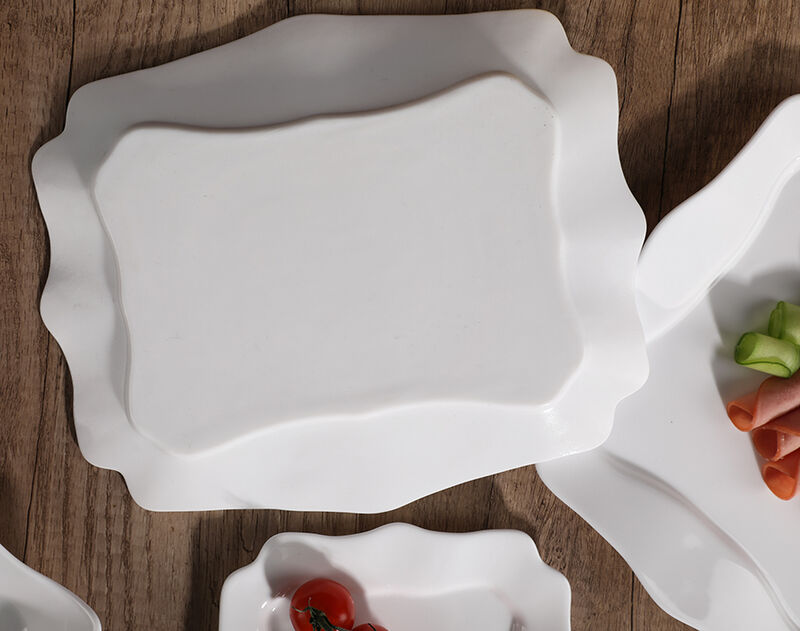Opal glass dinnerware set tempered Irregular shape dinner soup plate