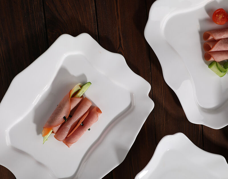 Opal glass dinnerware set tempered Irregular shape dinner soup plate