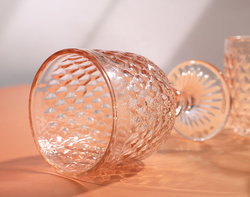 Factory price 5pcs glass drinking set with spray pink color stemware cup