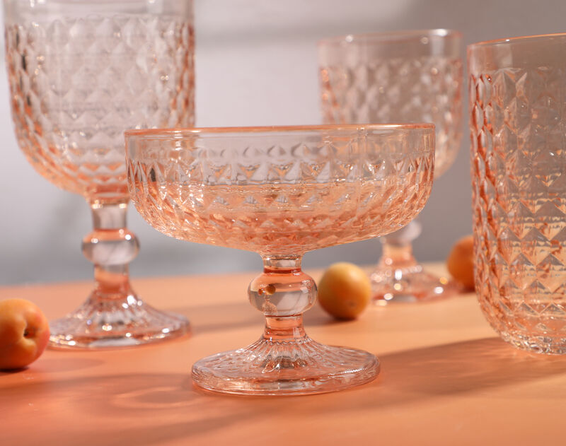 Factory price 5pcs glass drinking set with spray pink color stemware cup