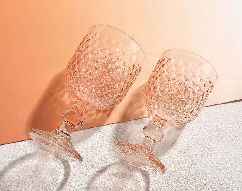 Factory price 5pcs glass drinking set with spray pink color stemware cup