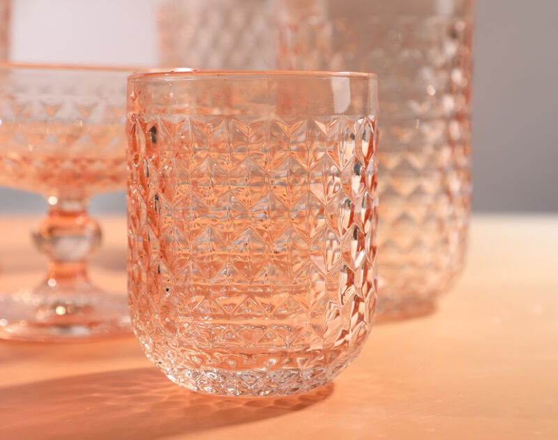 Factory price 5pcs glass drinking set with spray pink color stemware cup