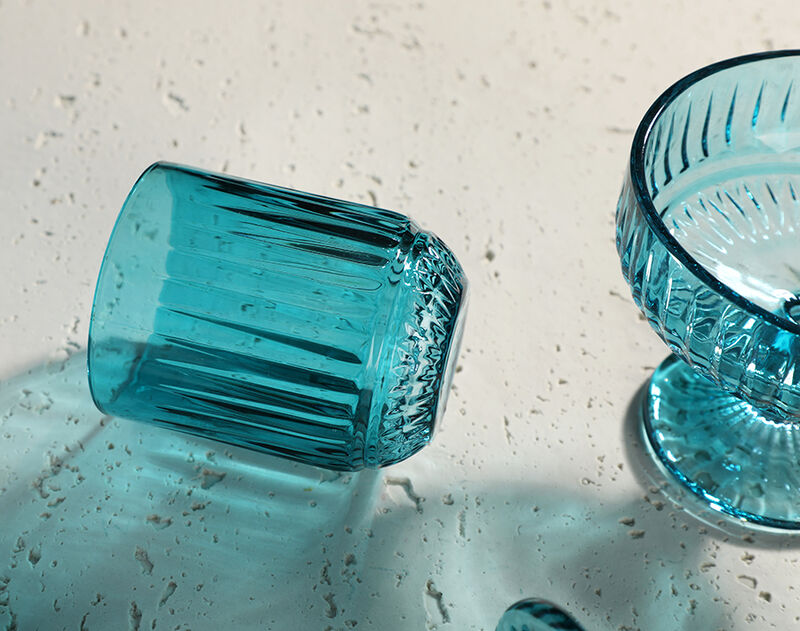 Sea Blue Solid Color Glass Goblets Machine-made