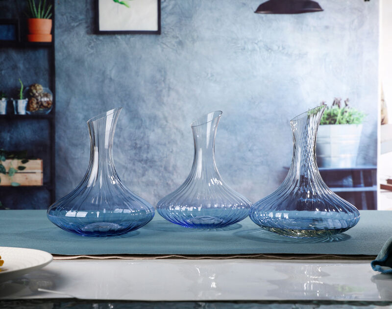 New Stripe Line Glass Red Wine Decanters Blue Glassware