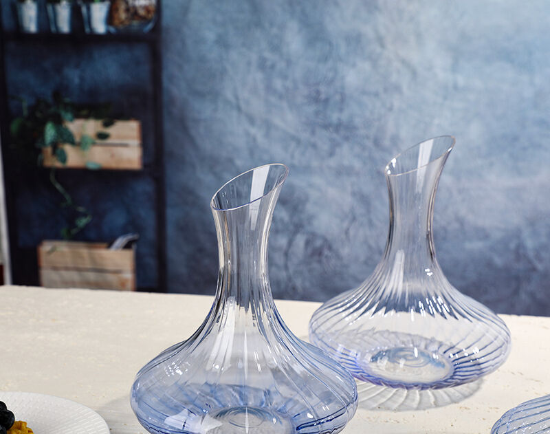 New Stripe Line Glass Red Wine Decanters Blue Glassware
