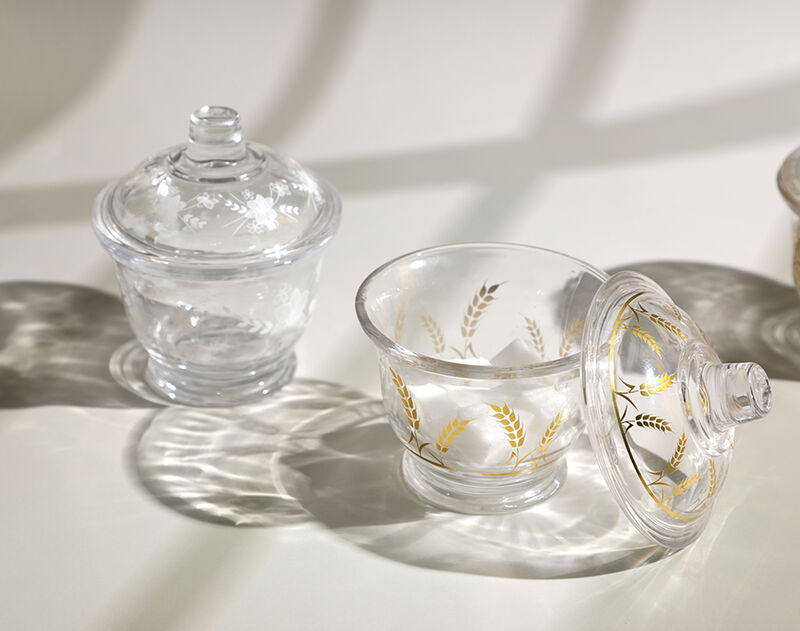OEM Decor Glass Candy Jar 205ml Glass Cookies Bowl With Lid For Wholesale 