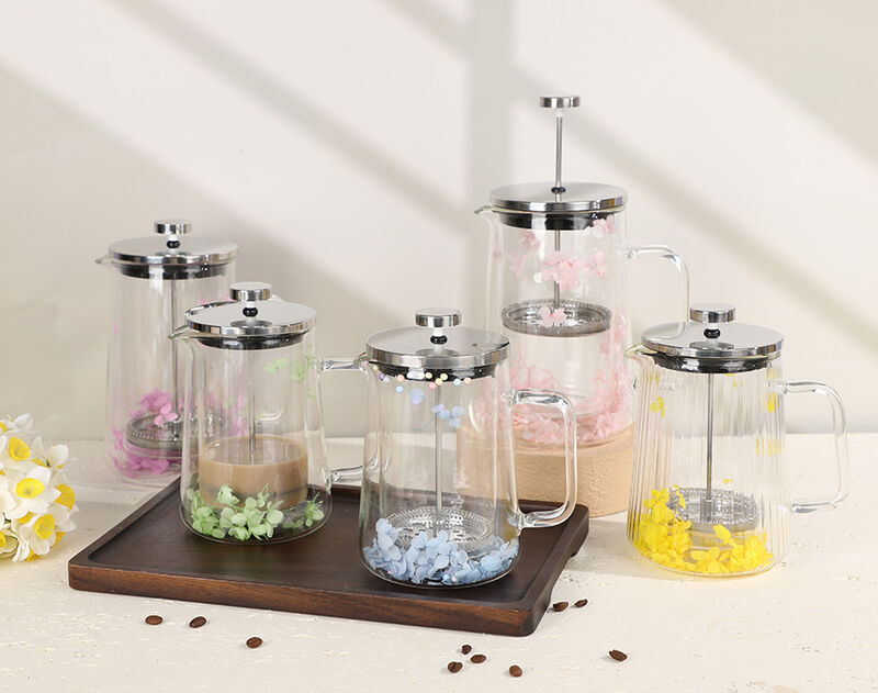 1000ml double wall decoration french press teapot coffee maker